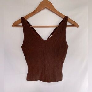 Dark Brown Aritzia Sculpt Knit V Neck Tank
